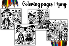Cute halloween Design |halloween girl Coloring pages Product Image 1