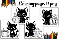 Cute halloween Design |pumpkin cat halloween Coloring pages Product Image 1