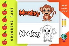 Monkey Coloring Page - Printable Animal Coloring Book Product Image 1