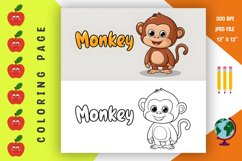 Monkey Coloring Page - Printable Animal Coloring Book Product Image 1