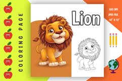 Lion Coloring Page - Printable Animal Coloring Book Product Image 1