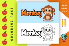 Monkey Coloring Page - Printable Animal Coloring Book Product Image 1