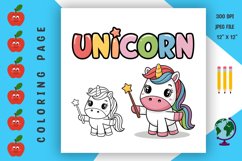 Unicorn Coloring Page - Printable Animal Coloring Book Product Image 1