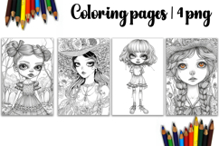 Cute animals Design |girl and flowers Coloring pages Product Image 1