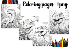Cute animals Design |dinosaur flowers Coloring pages Product Image 1