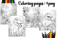 Cute animals Design |dinosaur flowers Coloring pages Product Image 1