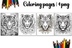 Cute animals Design |tigr Coloring pages Product Image 1