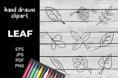 Leaf Doodle Black and White Clipart PNG Product Image 1