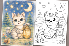 Cute Cartoon Cat Coloring Page and Coloring Book for Kids Product Image 1