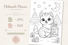 Cute Cartoon Cat Coloring Page and Coloring Book for Kids Product Image 2