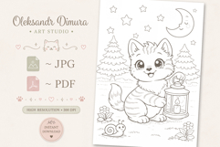 Cute Cartoon Cat Coloring Page and Coloring Book for Kids Product Image 3