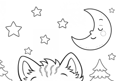 Cute Cartoon Cat Coloring Page and Coloring Book for Kids Product Image 4