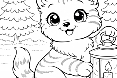 Cute Cartoon Cat Coloring Page and Coloring Book for Kids Product Image 5