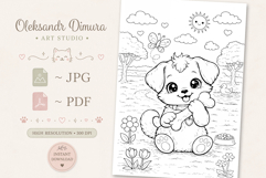 Cute Cartoon Dog Coloring Page and Coloring Book for Kids Product Image 2