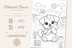 Cute Cartoon Dog Coloring Page and Coloring Book for Kids Product Image 2