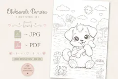 Cute Cartoon Dog Coloring Page and Coloring Book for Kids Product Image 3