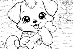 Cute Cartoon Dog Coloring Page and Coloring Book for Kids Product Image 5