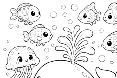 Cute Cartoon Whale Coloring Page and Coloring Book for Kids Product Image 4