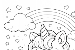 Cartoon Unicorn Coloring Page and Coloring Book for Kids Product Image 4