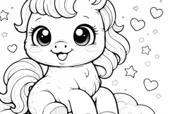 Cartoon Unicorn Coloring Page and Coloring Book for Kids Product Image 5