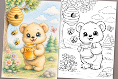 Cute Cartoon Bear Coloring Page and Coloring Book for Kids Product Image 1