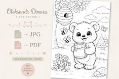 Cute Cartoon Bear Coloring Page and Coloring Book for Kids Product Image 2