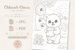 Cute Cartoon Bear Coloring Page and Coloring Book for Kids Product Image 3