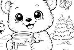 Cute Cartoon Bear Coloring Page and Coloring Book for Kids Product Image 5
