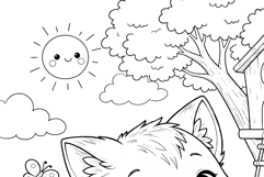 Cute Cartoon Fox Coloring Page and Coloring Book for Kids Product Image 4