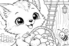 Cute Cartoon Fox Coloring Page and Coloring Book for Kids Product Image 5