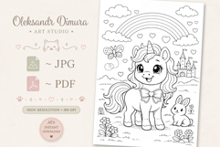 Cartoon Unicorn Coloring Page and Coloring Book for Kids Product Image 2