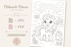 Cartoon Unicorn Coloring Page and Coloring Book for Kids Product Image 3