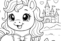 Cartoon Unicorn Coloring Page and Coloring Book for Kids Product Image 5