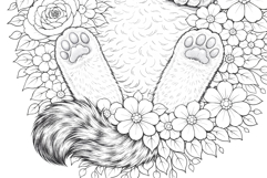 Cat coloring page for adults. Adult coloring page flowers Product Image 6