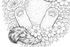 Cat coloring page for adults. Adult coloring page flowers Product Image 6
