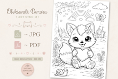 Cute Cartoon Fox Coloring Page and Coloring Book for Kids Product Image 2