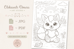 Cute Cartoon Fox Coloring Page and Coloring Book for Kids Product Image 3