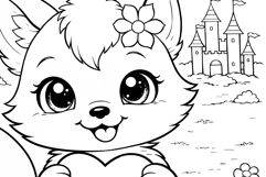 Cute Cartoon Fox Coloring Page and Coloring Book for Kids Product Image 5