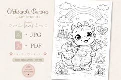 Cute Cartoon Dragon Coloring Page and Coloring Book for Kids Product Image 2