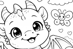 Cute Cartoon Dragon Coloring Page and Coloring Book for Kids Product Image 5