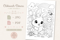 Cute Cartoon Bunny Coloring Page and Coloring Book for Kids Product Image 2