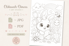 Cute Cartoon Bunny Coloring Page and Coloring Book for Kids Product Image 3