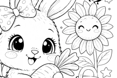 Cute Cartoon Bunny Coloring Page and Coloring Book for Kids Product Image 5
