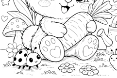Cute Cartoon Bunny Coloring Page and Coloring Book for Kids Product Image 6