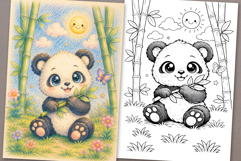 Cute Cartoon Panda Coloring Page and Coloring Book for Kids Product Image 1