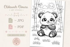 Cute Cartoon Panda Coloring Page and Coloring Book for Kids Product Image 2