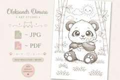 Cute Cartoon Panda Coloring Page and Coloring Book for Kids Product Image 3
