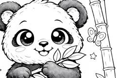 Cute Cartoon Panda Coloring Page and Coloring Book for Kids Product Image 5