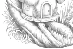 Cute Fairy House Coloring Page and Coloring Book for Adults Product Image 6