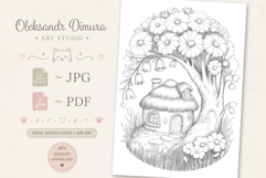 Cute Fairy House Coloring Page and Coloring Book for Kids Product Image 2